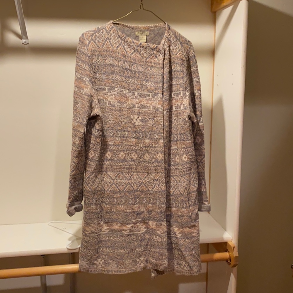 Multi colored, long sleeve heavier cardigan sweater